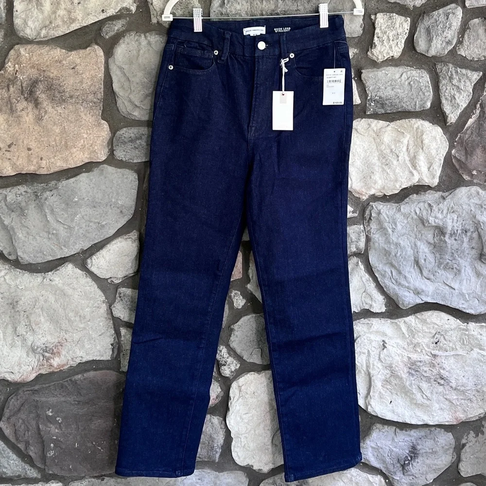 NEW Size 6-12 Good American Good Legs Always Fits Mid Rise Straight Indigo Jean - Picture 2 of 9